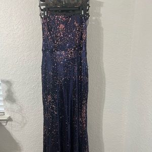 Strapless all sequins color is blue & pink
